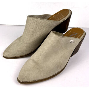 Musse & Cloud Leather Helen Mule Reptile Embossed Suede Chunky Heel Size 9